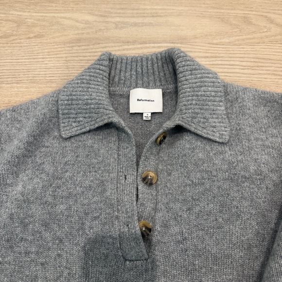 Reformation Brooklyn Cashmere Polo Sweater sz S - Picture 5 of 5